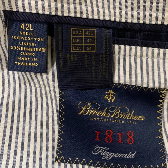 Brooks Brothers 1818 100% Cotton Seasucker Blazer 42L - Picture 2 of 6
